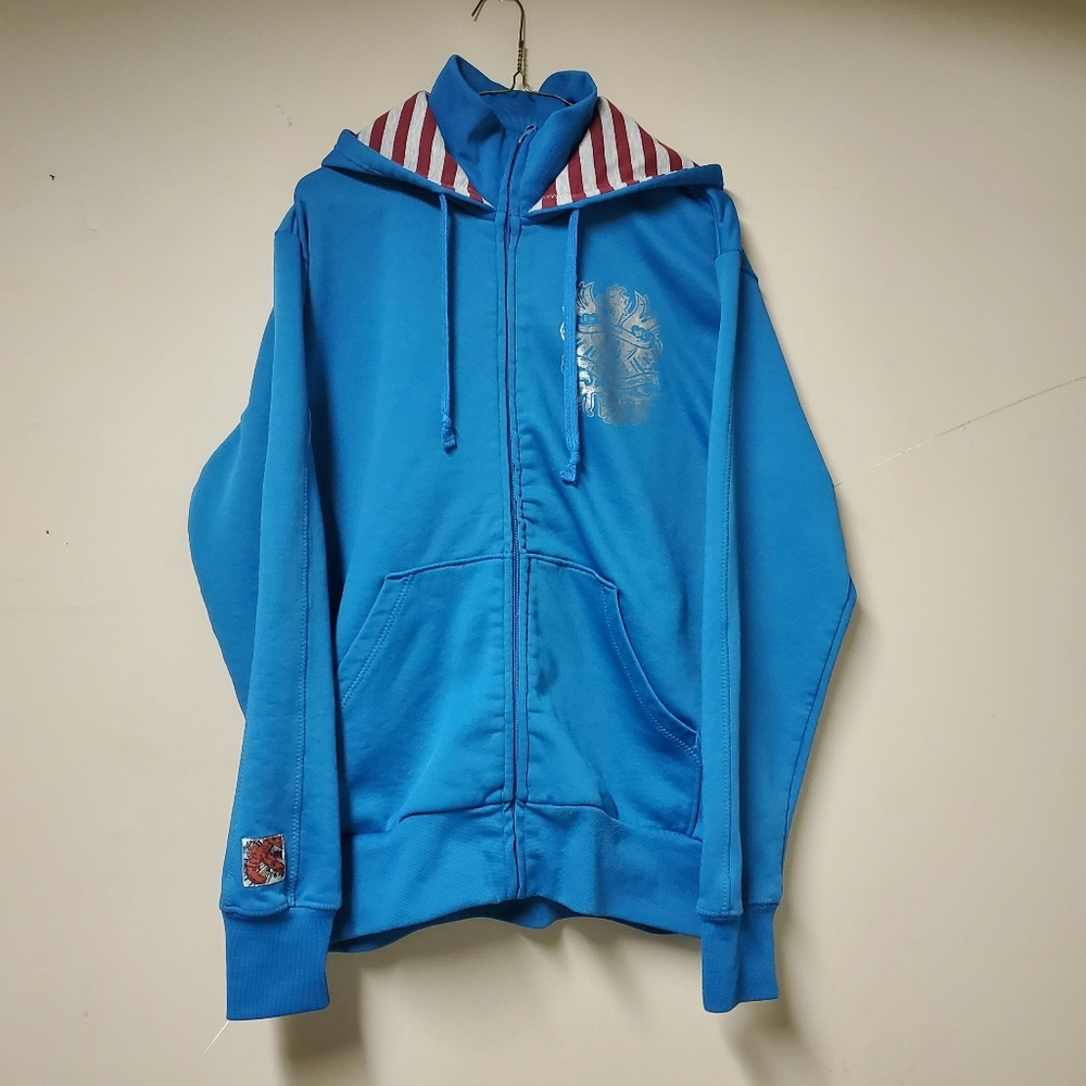 Redbat Men's Large Light Blue Hooded Zip-Up Jacket